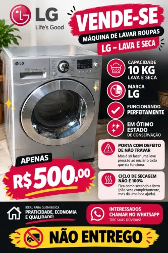 Máquina lava e seca 10kg LG