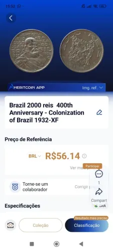 Brazil 2000 reis 400th anniversary colonization of Brazil 1932 XF
