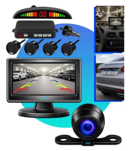 Kit completo câmera de ré + sensor de estacionamento