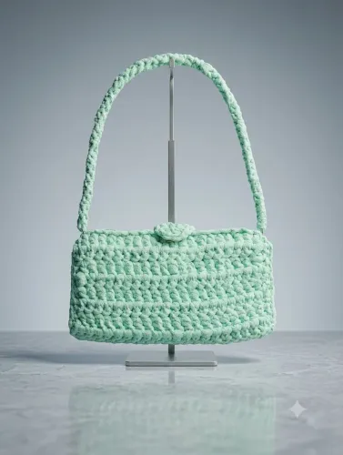 Bolsa em crochê verde claro - produto artesanal em fio de malha
