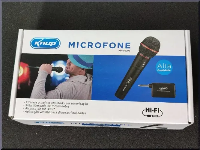 Microfone Sem Fio Semi Profissional para Karaokê 30 Metros P10 Novo