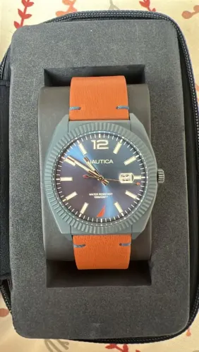 Relógio náutica couro