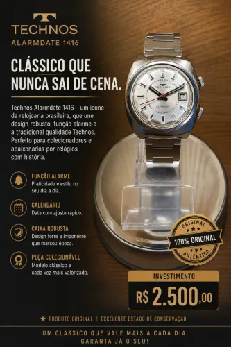 Relógio Technos AlarmDate automático 1416