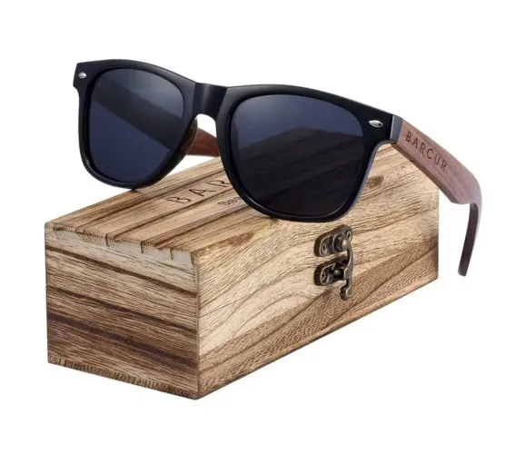 Oculos de Sol BARCUR Primeira linha Lentes Polarizadas Proteção UV400 Armação de Bambu