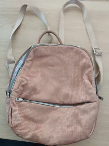 Mochila veludo cotelê - rosé - BAGGAGIO - excelente estado