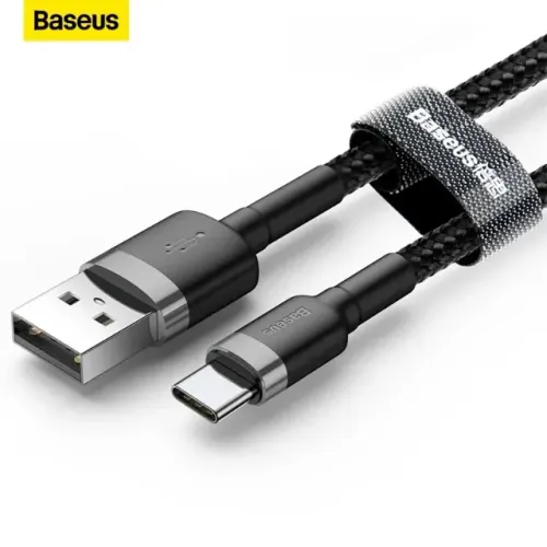 Cabo Rápido Baseus Usb Para Tipo-c Cafule Nylon 2a 2 Metros Preto