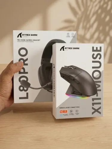 Headset Gamer Attack Shark L80PRO ? Tri-Mode (2.4GHz / Bluetooth / P3), Ultra Leve 2