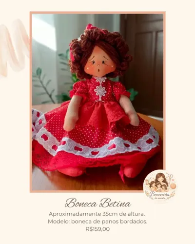 BONECA BETINA- BONECA DE PANO 100% ARTESANAL
