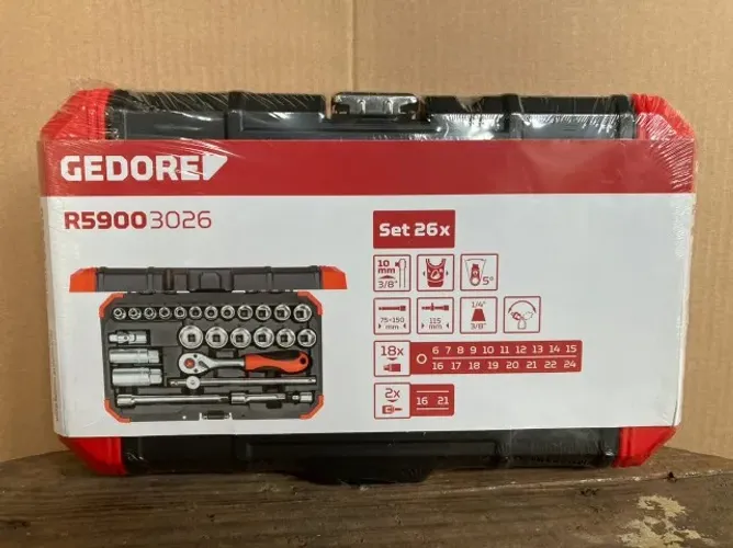 Jogo De Soquetes 3/8 Sex 6 A 24 26 Pçs Gedore Red 