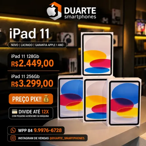 iPad 11 128 GB Lacrado, todas cores, Garantia Apple 