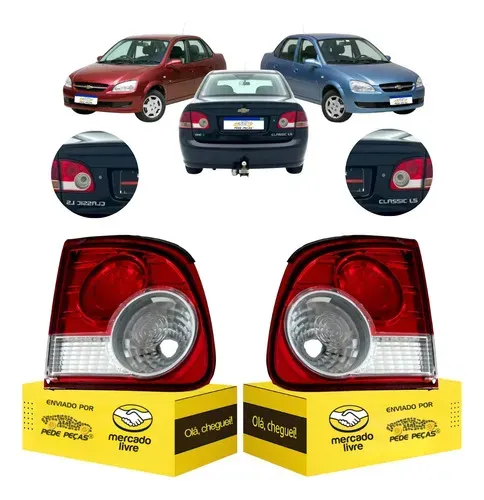 Par Lanterna Traseira Tampa Gm Classic 2010 11 12 13 A 2016 Ambos Lados Bicolor
