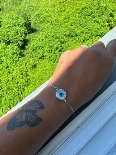 Pulseira com olhos grego - Prata - Aceitamos cartões - Entrega imediata