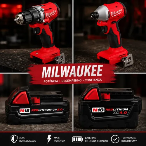 Milwaukee NOVO- 4 PEÇAS- 2 ferramentas + 2 baterias - Nunca usados