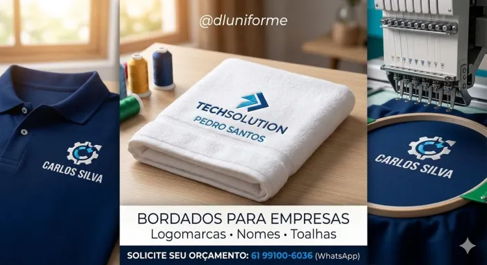 Bordado logomarca - toalhas - nomes - fardamento