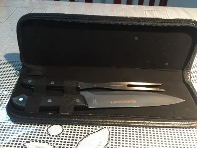 Kit churrasco com 2 peças em estojo de nylon marca Stainless Steel - Novo
