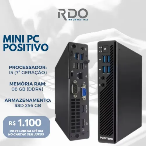 Mini PC Positivo i5 7ª Geração 8GB RAM SSD 256GB - Pc rápido & compacto!