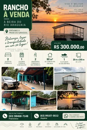 Rancho à beira do Rio Araguaia - próximo à Praia do Girassol