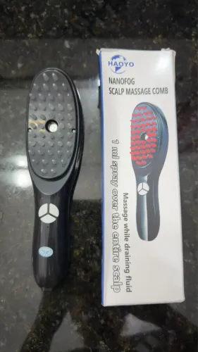 Escova Massageadora Capilar Haoyo Nanofog com Luz LED, Vibração e Nano Spray