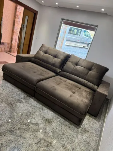 Sofá Coliseu Retrátil Reclinável 2,90m Pillow 30cm Luxo Direto da Fábrica