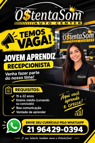  VAGA: JOVEM APRENDIZ - RECEPCIONISTA