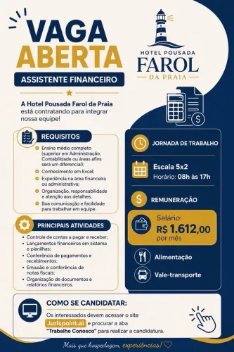 ? Vaga para Assistente Financeiro | CLT | Salário R$ 1.612,00