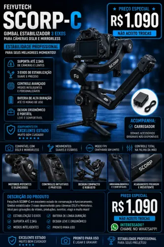 FeiyuTech SCORP-C acompanha apenas o carregador