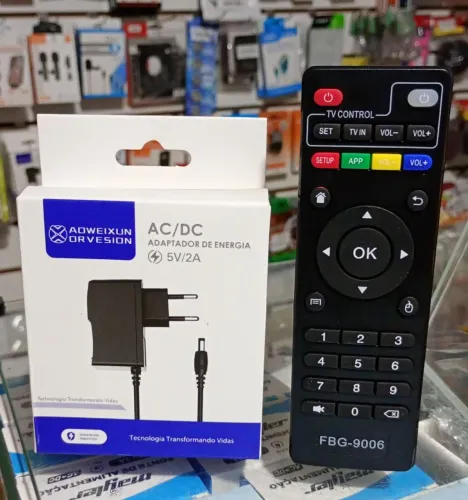 Kit Controle Para Tv Box + Fonte de Alimentação - Novo