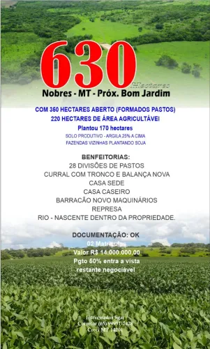 Fazenda 630 hectares - Nobres-MT