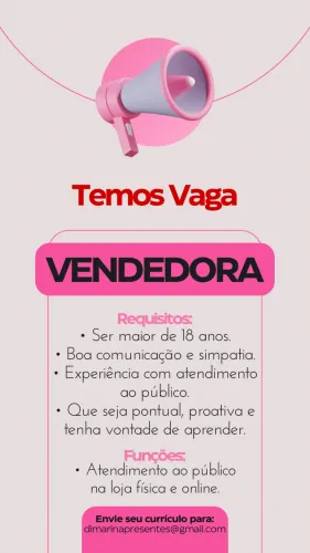 Vaga de vendedora temporária 