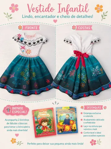 Vestido infantil elegante +brinde