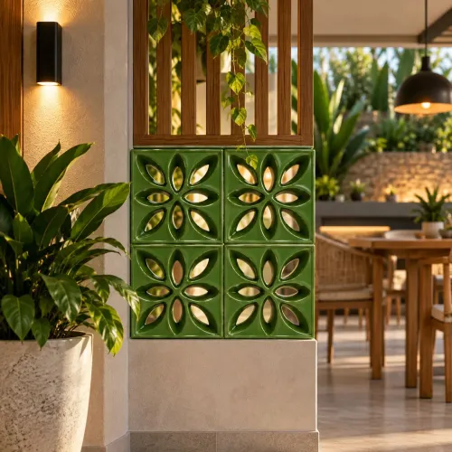 Cobogo Lotus 25x25 Verde 4 Peças Decoracao Parede Reforma