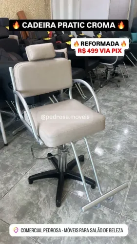 Cadeira de Cabeleireiro para Salão de Beleza Hidráulica Pratic Croma Reformada