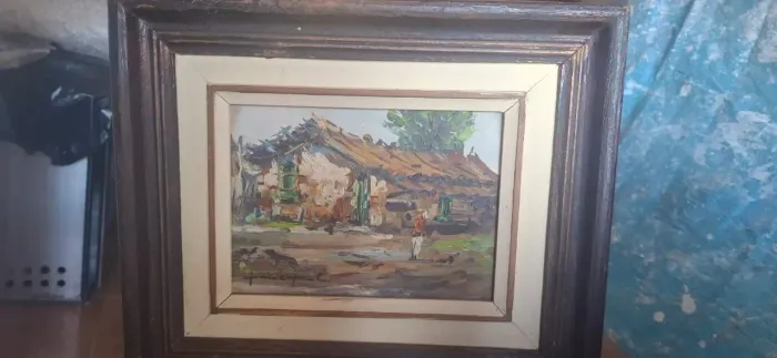 Quadro Óleo Sobre Tela Vintage 16x22cm - Pintura Autoral Decorativa