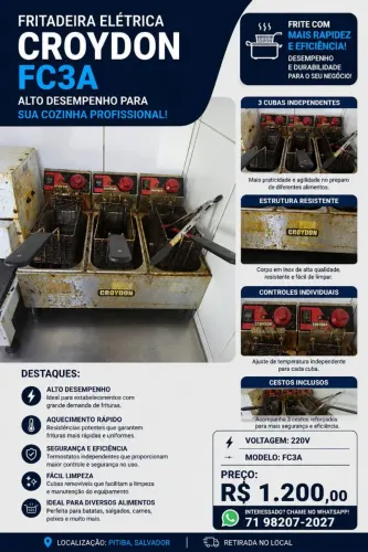 FRITADEIRA ELÉTRICA CROYDON FC3A