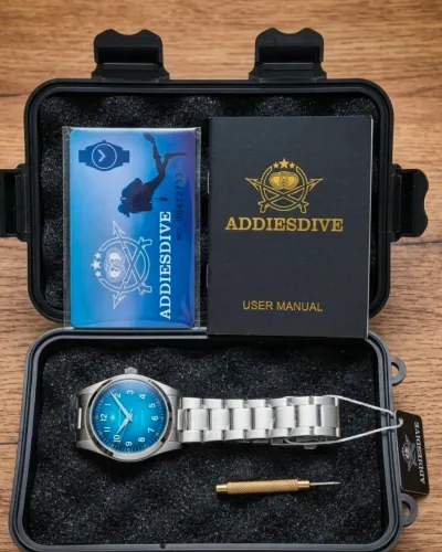 Relógio Addiesdive AD2553 36mm Safira Aço 316L Novo na Caixa