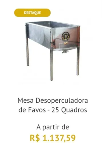 Mesa Desoperculadora 25 Quadros - Aço Inox - R&G Máquinas