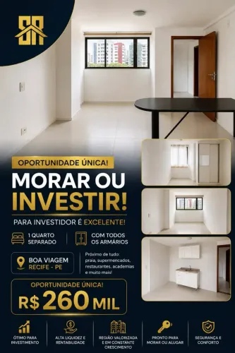 Imóvel para venda possui 30 metros quadrados com 1 quarto em Boa Viagem - Recife - PE