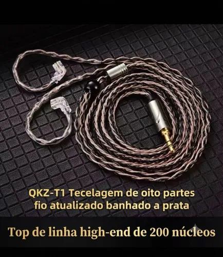 Cabo Qkz trançado sem Microfone. Eleve a qualidade do seu fone!