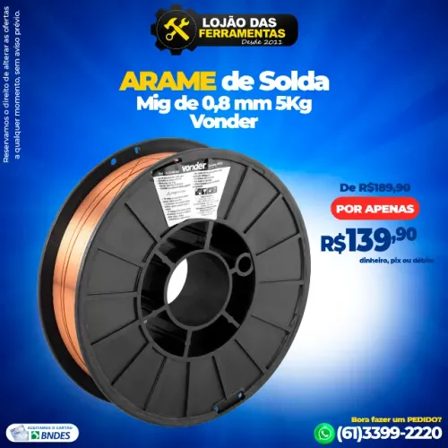 Arame de Solda Mig de 0,8 mm 5Kg Vonder