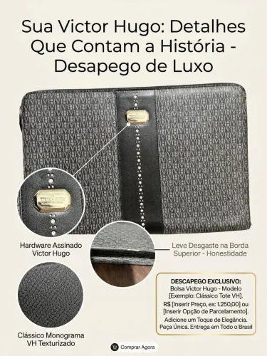 Bolsa Carteira Clutch Victor Hugo Monograma Original - Desapego