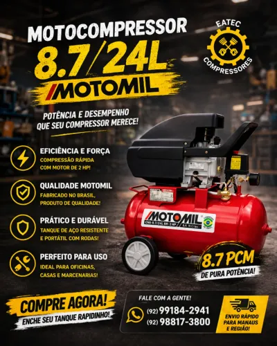 MOTOCOMPRESSOR MOTOMIL 8.7 PCM / 24L / 2HP