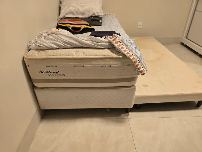 Cama Solteiro Box com Auxiliar + Colchão MaxSpring Scotland