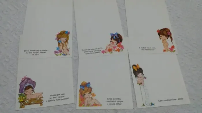 Lote de papel de carta antigo 6 folhas Coleção Paula Penso em você.