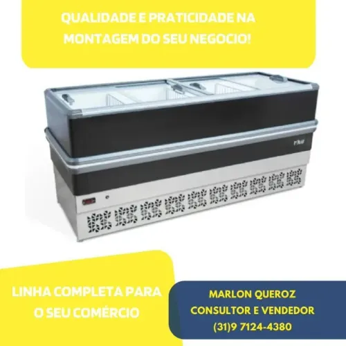 Ilha de Congelados 2 metros Preta Vidro Reto Polar