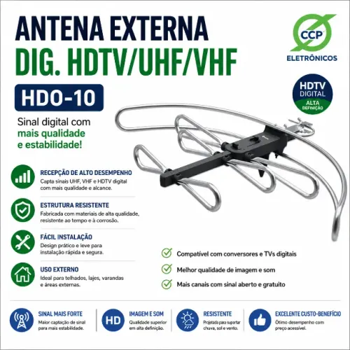 Antena Externa Dig. Hdtv/Uhf/Vhf Hdo-10