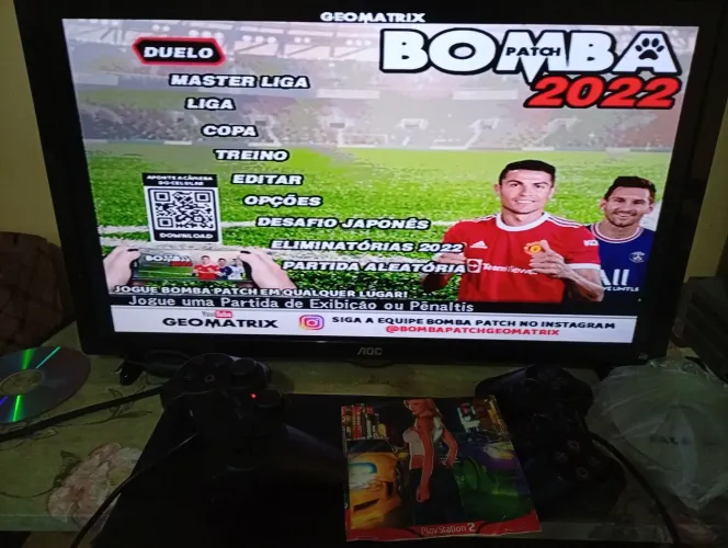 PS2 slim completo com futebol 