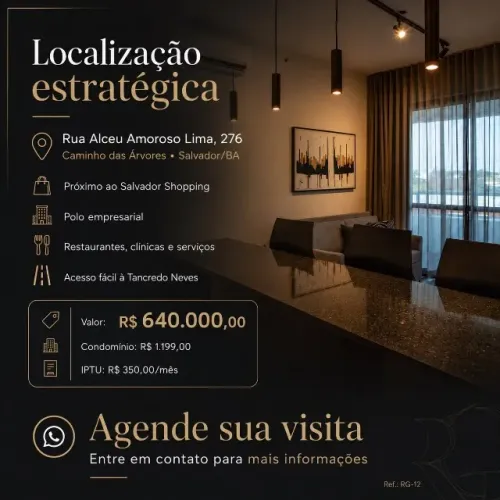 Apartamento mobiliado à venda no Caminho das Árvores - 62m², 2 suítes e 1 vaga