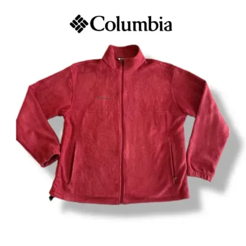 jaqueta de lã masculina columbia com zíper frontal fleece vermelha xl
