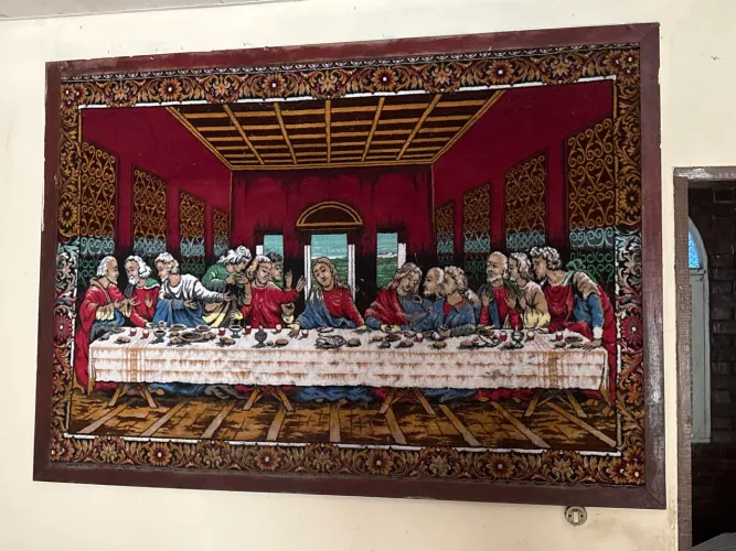 Tapete com moudura santa ceia