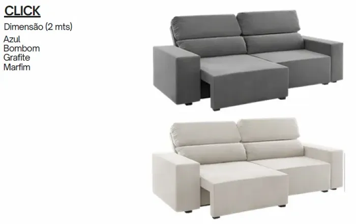 Sofá Retrátil Click 2Mts Novo